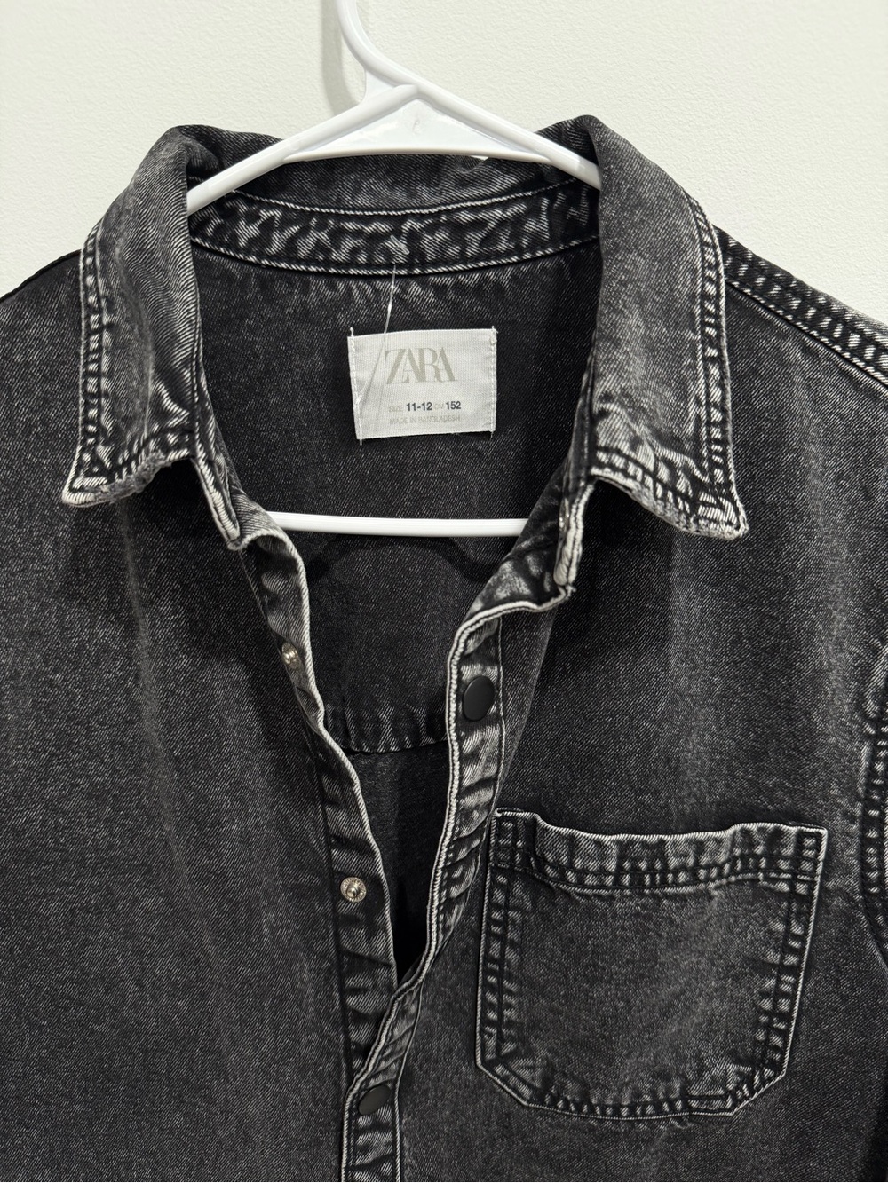 Zara Men's Black Wash Denim Shirt Jacket